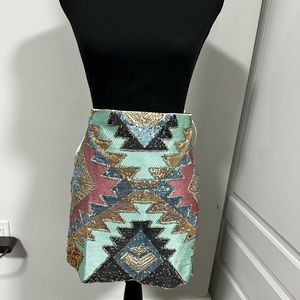 Sweewe Paris. Medium. Multi Colored Sequin Mini Skirt.